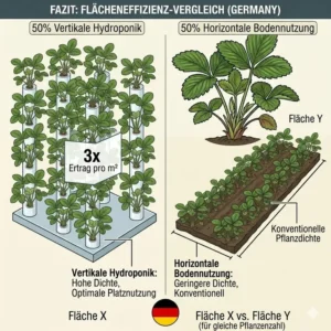 Analyse der Platzeffizienz im vertikalen hydroponik erdbeeren test.