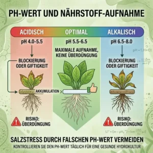 Den optimalen pH-Wert kontrollieren und dadurch in der Hydroponik Überdüngung vermeiden.
