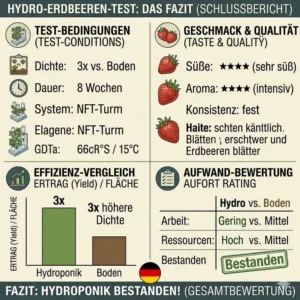 Das abschließende Fazit und Ergebnis zum hydroponik erdbeeren test.