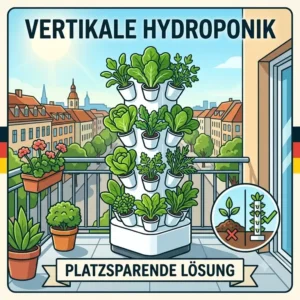 An illustration of a vertical hydroponic tower showcasing efficient hydroponik platzsparend lösungen for urban homes.
