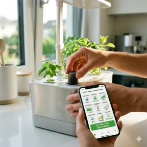 Überwachung der Wasserwerte und Beleuchtungszeit per Smartphone-App im hydroponik küche system test
