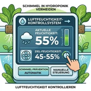 Monitoring optimal humidity levels on a hygrometer to ensure effective hydroponik schimmel vorbeugen.