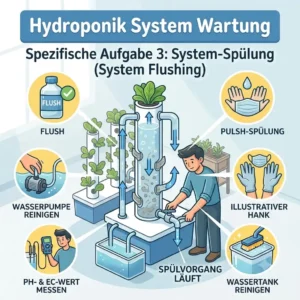 Reinigung des Reservoirs als Teil der Hydroponik System Wartung zur Algenvorbeugung.