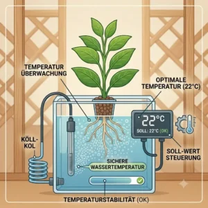 Diagram illustrating water temperature control for maintaining hydroponik langzeit stabilität.