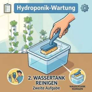 Durchführung einer Systemspülung im Rahmen der Hydroponik System Wartung.