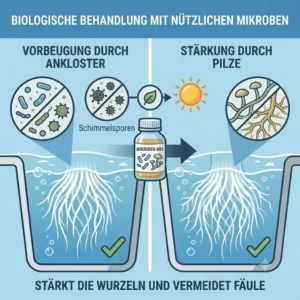 Guide showing the application of beneficial microbes (bacteria and fungi) to biologically hydroponik wurzelfäule vermeiden.