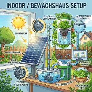 A sustainable greenhouse uses a hydroponik solarbetrieben system for efficient plant cultivation.