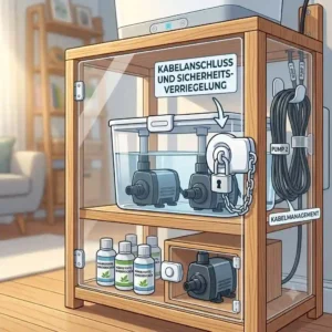 An illustration focusing on the secure, covered upper water reservoir, a key step to hydroponik kindersicher machen.