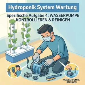 Technische Überprüfung der Wasserpumpe und Schläuche bei der Hydroponik System Wartung.