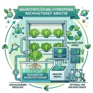 A scientific illustration demonstrating a hydroponik nachhaltigkeit test focused on evaluating organic nutrient solutions.