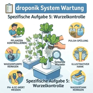 Kontrolle gesunder Pflanzenwurzeln als wichtiger Schritt der Hydroponik System Wartung.