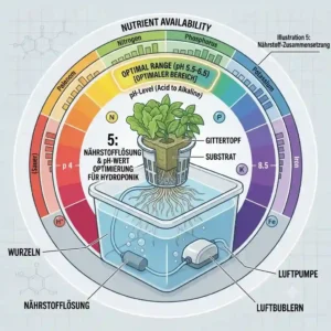 Graph showing the optimal composition of the nutrient solution for a hydroponik kleines gewächshaus.