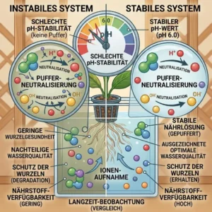 Comparison between an unstable and a stable system to visualize hydroponik langzeit stabilität.