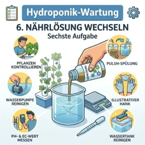 Austausch und genaue Dosierung der Nährlösung für die Hydroponik System Wartung.