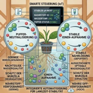 Schematic of an automated sensor system for smart hydroponik langzeit stabilität.