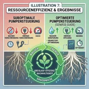 A chart visualizing reduced water and energy consumption figures alongside increased plant yield, showcasing the direct results of optimizing hydroponic pump runtimes.